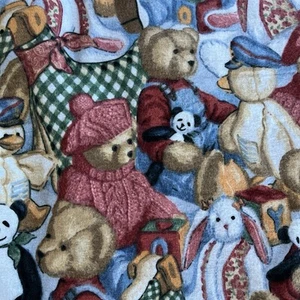 FLANNEL Blue Jean Teddy Packed Toys Plush Dolls Daisy Kingdom 2 Yards - Picture 1 of 3