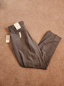 Calvin Klein Boys' Flat Front Stretch Slim Fit Husky 18 Grey Heather K841207 - Picture 1 of 8