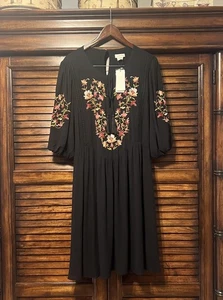 NWT City Chic Limited Edition Black Goddess Embroidered Floral Dress Size S/16 - Picture 1 of 16
