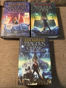 Magnus Chase and the Gods of Asgard “HARDCOVER Books Used Complete Set Of 3 - Picture 1 of 10