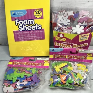 Large Lot of FOAM Sheets Stickers Hearts Letters Flowers Vehicles Kids Craft - Picture 1 of 8