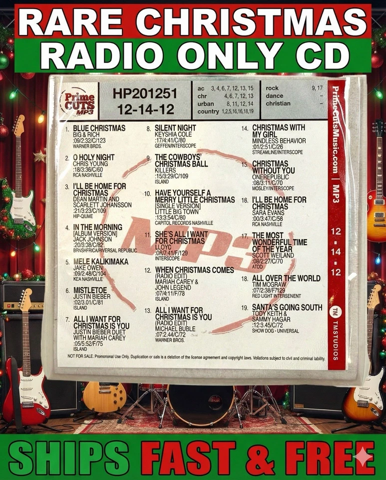 RARE Radio Only Christmas Promo CD 2012 Scott Weiland Tim McGraw Justin Bieber Foto 1 de 4