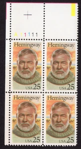 Scott #2418 Ernest Hemingway Plate Block of 4 Stamps - MNH - Picture 1 of 1