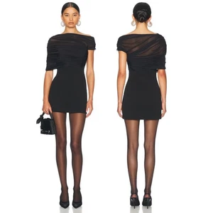 SEROYA Selma Mini Krepp Kleid drapiert Rüschen sexy Cocktail Abend schwarz Gr. S - Bild 1 von 10