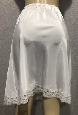 Vtg Bright White Satin Half Slip L - Image 1 of 3
