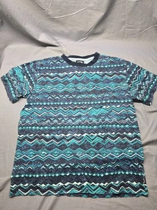 Billabong Tribal Aztec Geo Pattern Surf T-Shirt Men’s L Blue Teal Black Y2k - Picture 1 of 6