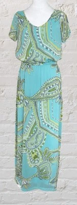 Chico's цветочный Aqua шифоновое макси платье Sz 0 4 6 S Cottagecore Phoebe Buffay новый с Ярлыками - Изображение 1 из 4