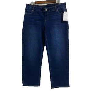 Time and Tru Maternity Jeans Women's L 12 14 Blue Straight Leg Over Belly NEW - Picture 1 of 7