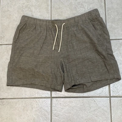Abercrombie & Fitch Linen Blend Shorts Men's L Pull-On Chino Pockets Gray Gym S2 - Image 1 of 4