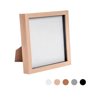 3D Box Photo Frame Standing Hanging Craft Picture Frames 8 x 8" Light Wood - Picture 1 of 7