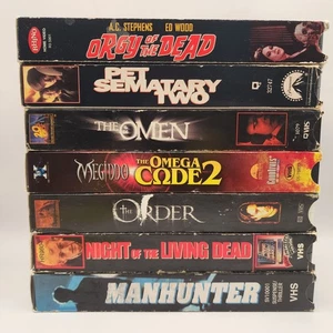 7 Horror VHS Lot The Omen Night Of The Living Dead Pet Sematary 2 Manhunter  - Bild 1 von 7