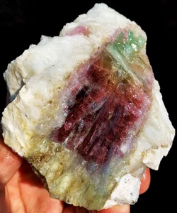 284g Natural Watermelon Color Tourmaline Crystal Ice Transparent Specime ia8852 - Picture 1 of 12
