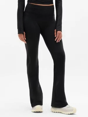 Pantalón Athleta forrado de lana para mujer tiro medio negro talla grande acogedor negro cremallera bolsillo Foto 1 de 4