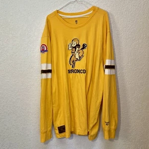 Denver Broncos Original Logo Shirt Mens 4XL Mustad Yellow Reebok NFL Vintage Tee - Picture 1 of 11