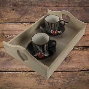 Wooden Unpainted DIY Serving Tray 35x25cm Heart Handles Tea Cofee Candle Display - Picture 1 of 11