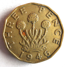 1946 GREAT BRITAIN 3 PENCE - Rare Date Coin - FREE SHIP - Bin #23