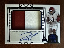 JAHMYR GIBBS 💎/49💎2022 Leaf Trinity RPA PA-JG1 BLUE Player Worn Patch ALABAMA