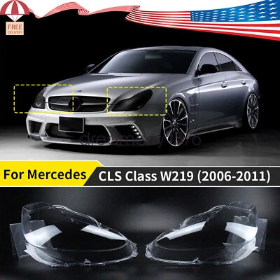 For Mercedes Benz W219 CLS350 CLS500 CLS550 Pair Headlight Lampshade Lens Cover - Image 1 of 4