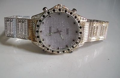 Reloj Hip Hop Para Hombre Acabado Plateado Transparente/Negro Piedra Moda Elegante/Inforual Foto 1 de 4