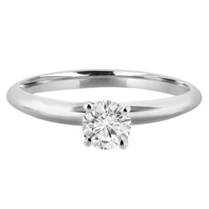0.3 CT Round SI1 G Diamond Solitaire Engagement Ring 10K White Gold - Picture 1 of 3