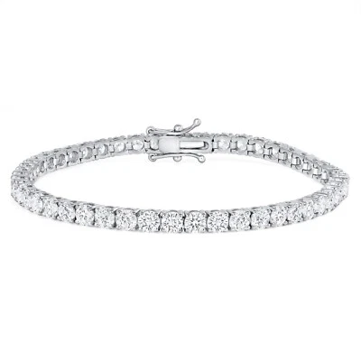 5 Ct E/VS Round Lab Grown Diamond Tennis Bracelet Solid 14K White Gold 7" - Image 1 of 4