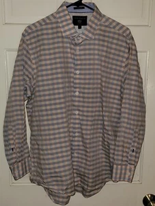 REPORT COLLECTION pinK Gray Blue Check Cotton Dress Shirt. XL 17 32/33 - Picture 1 of 6