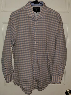 REPORT COLLECTION pinK Gray Blue Check Cotton Dress Shirt. XL 17 32/33 - Image 1 of 4