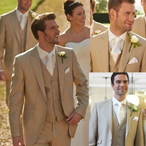 Khaki Anzug Für Männer Bräutigam Hochzeit Formal Business Arbeitskleidung Blazer - Bild 1 von 11