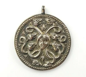 Old Ukraine Necklace Gorgon Head and Archangel Michael, Kievan Rus Pendant - Picture 1 of 11