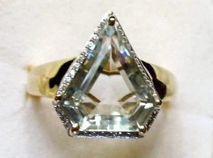 Green Amethyst Ring / size 13 / 14K Gold over 925 Sterling Silver / 7.35ct - Picture 1 of 7