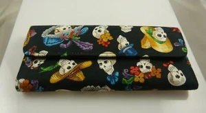 Day of the dead Wallet credit cards skulls checkbook clutch dia de las muerte - Picture 1 of 4