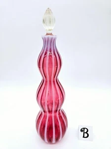 FENTON New World Optik Rib Cranberry Wein Dekanter Vintage Kunst Glas B 1491 - Bild 1 von 11