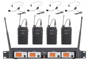 GTD Audio 4 canales UHF solapa solapa auriculares sistema de micrófono inalámbrico micrófono 504L - Imagen 1 de 2