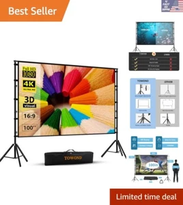 Portable 100 Inch Projector Screen with Carry Bag: Perfect for Backyard Fun - Picture 1 of 8