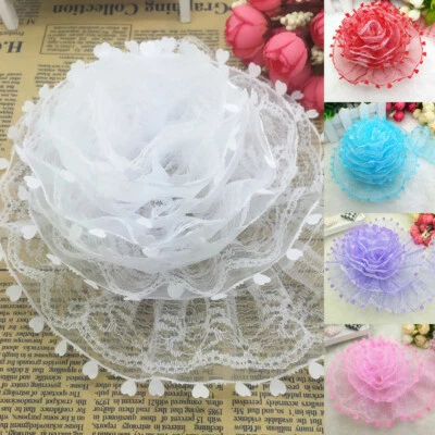 5 yds 50mm multi-Layered heart organza gathered Embellishment Wedding Trim #2226 - image 1 of 4