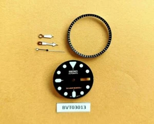NUEVO JUEGO DE PISTAS MINUCIOSAS SEIKO ESFERA NEGRA PARA RELOJ 7S26 0020 SKX007 BVT03013 - Imagen 1 de 3