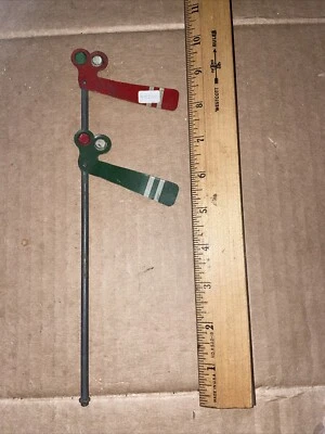 Vintage O Gauge Prewar Train Crossing Signal Metal Part Post 2 Signs Used ! - Image 1 of 4