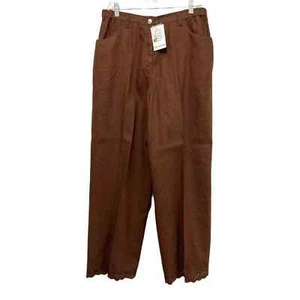 NWT Brown Bloomingdales Linen Pants with Lace Detailed Hem Size 14W  - Bild 1 von 8