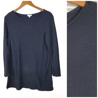 Suéter J. Jill Pullover Talla Mediana Negro Grueso Tejido Gofre Túnica Top Informal Foto 1 de 4