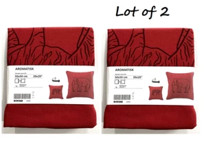 Ikea AROMATISK Pillow Cushion Cover 20"x20" Elephant & Tiger Animals New Red - Picture 1 of 8