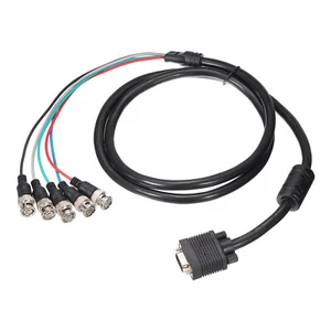 VGA to BNC Cable RGBHV to VGA Cable 5 BNC to HD15 VGA Adapter Cable 1.5m/5ft - Picture 1 of 4