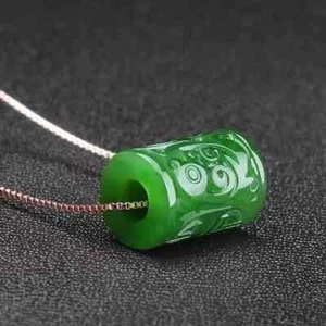 Natural Ice Green Jade jadeite Beads Lucky Amulet Pendant&Necklace jewelry 转运珠 - Picture 1 of 9