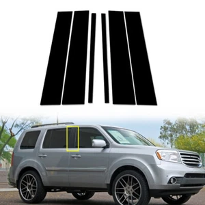 6Pcs Black Pillar Posts Set Fit Honda Pilot 2009-2015 Door Window Trim Cover - Picture 1 of 9