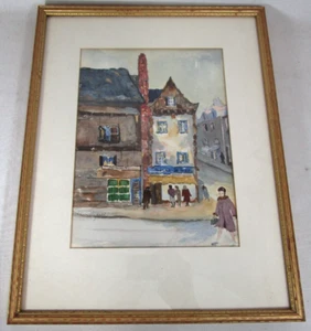 French Artist Watercolor Buildings Paris Signed Marion Leopold 16.25x12.5" - Picture 1 of 5
