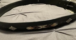 Southwestern Style Black Belt Genuine Leather 46” Length x 2” Width - Picture 1 of 9