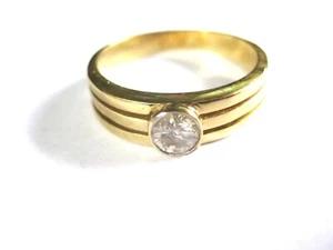 Ring Gold 585 Black With Brilliant, - Picture 1 of 3