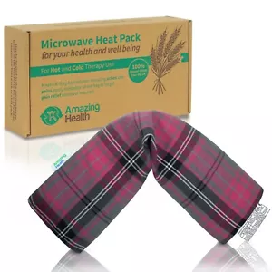 Amazing Health Unscented Microwave Wheat Bag - Pain Relief Heat Pack Pink Tartan - Picture 1 of 3