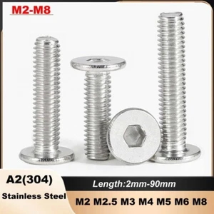 Flat Countersunk Inner Hexagon Socket Head Screws A2 Stainless Steel M2 M2.5-M8 - Picture 1 of 97