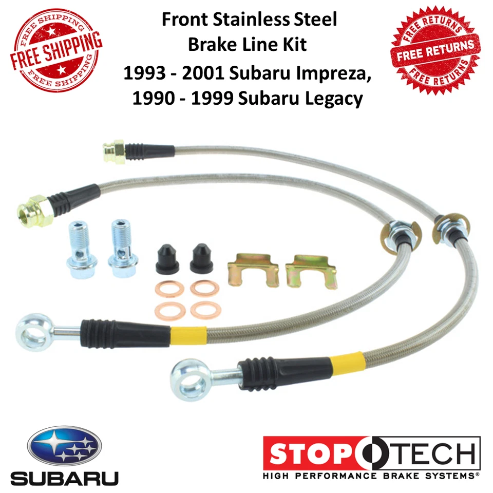 StopTech Centic Front Steel Brake Lines For Subaru 93-01 Impreza & 90-99 Legacy - Image 1 of 4