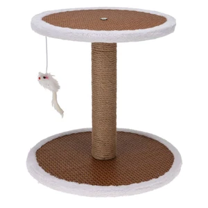 Kratzbaum mit Spielmaus 35x35x33 cm Braun Weiß Katzenbaum auf Ständer - Bild 1 von 12